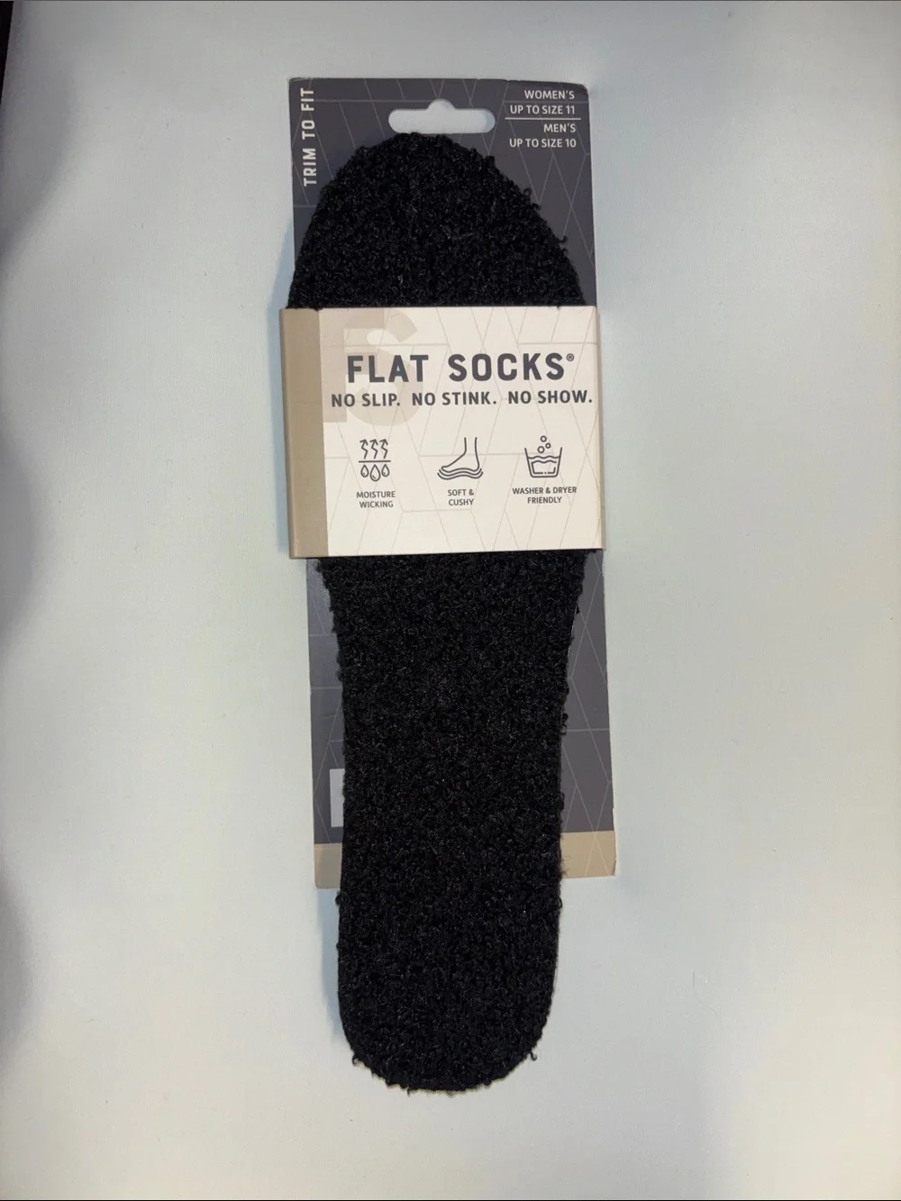 Flat Socks No Show Liner - Black Fuzzy